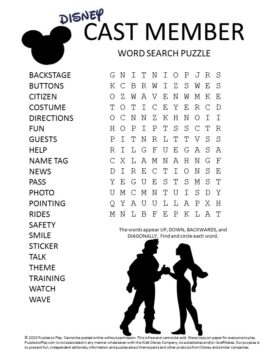 disney cast member word search puzzle