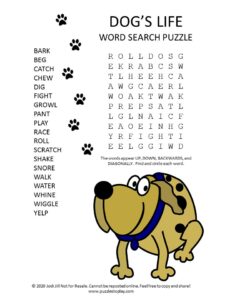 dogs life word search puzzle