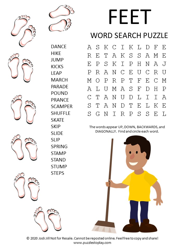 feet word search puzzle
