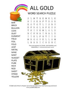gold word search puzzle