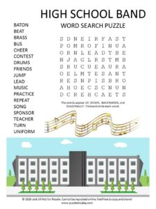 high school band word search puzzle