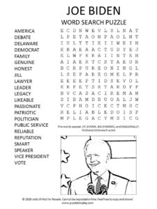 Joe Biden word search puzzle