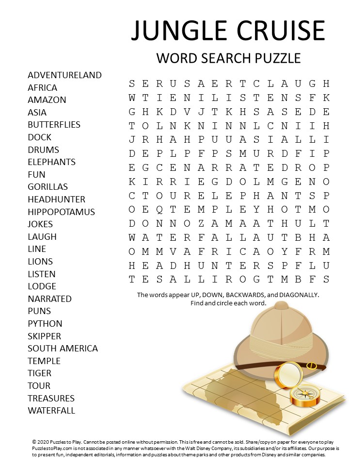 jungle cruise word search puzzle
