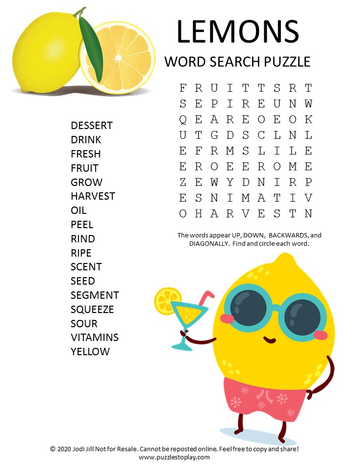 lemon word search puzzle