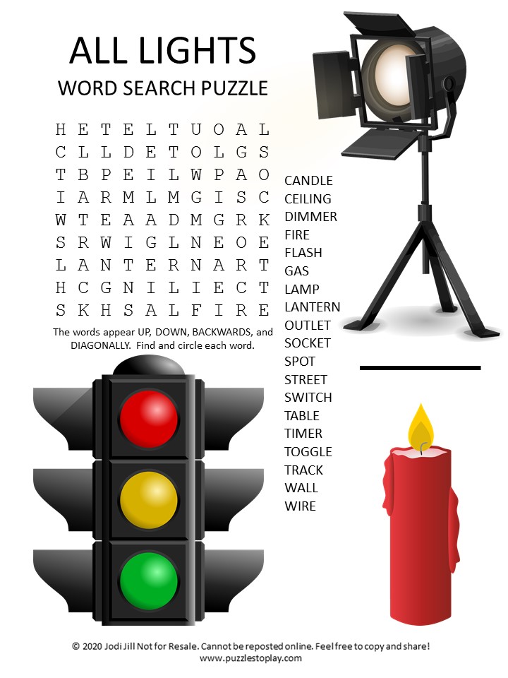 lights word search puzzle