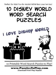 FREE 10 Disney World Word Search Puzzles
