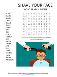 shave your face word search puzzle