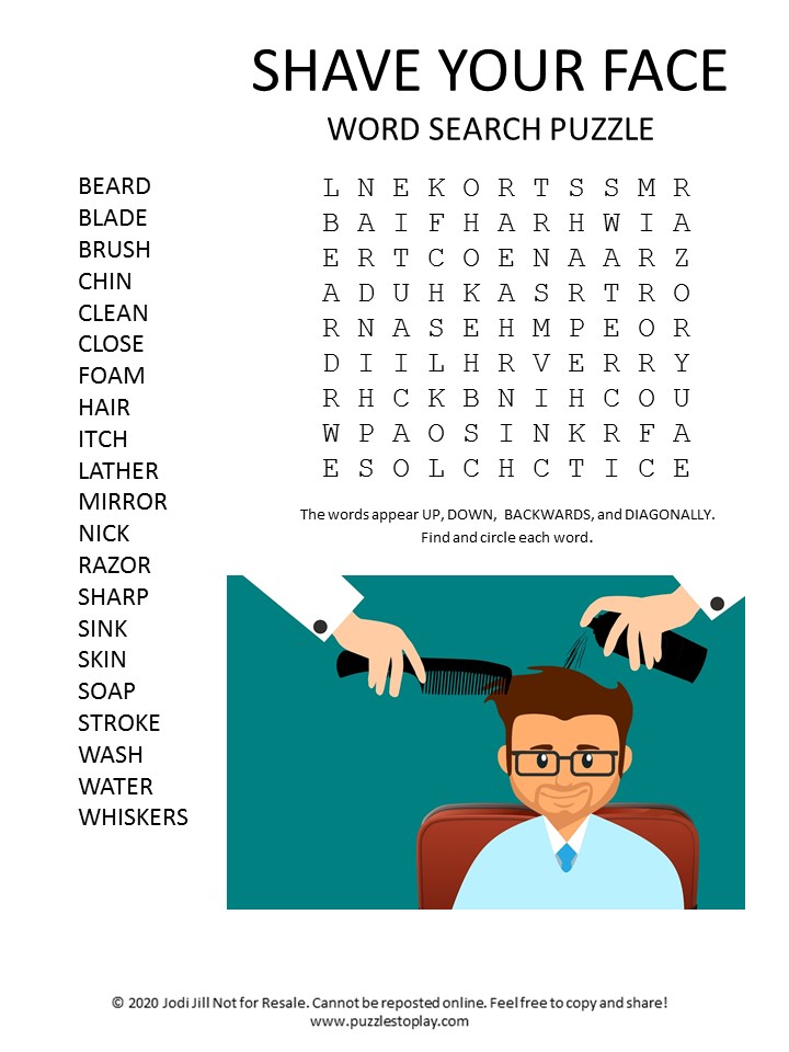 Shave Your Face Word Search Puzzle