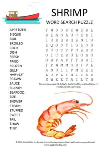 shrimp word search puzzle