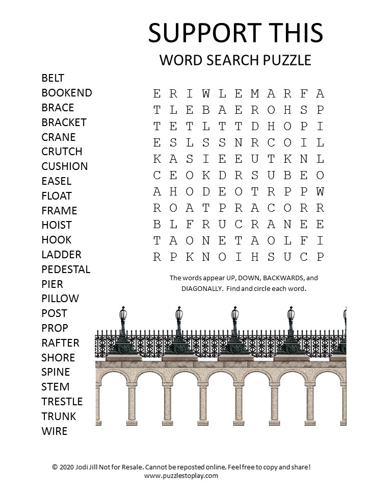 Means of Support Word Search Puzzle - Puzzles to Play