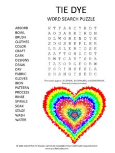 tie dye word search puzzle