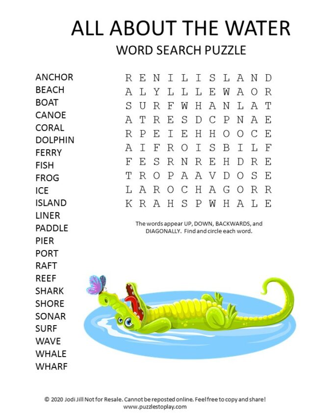 Water Word Search Puzzle Puzzles To Play