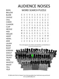 audience noises word search puzzle