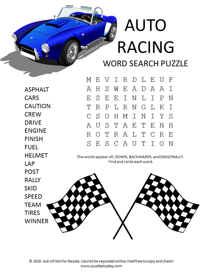 Cars Word Search Senior Activities Word Find Halloween Word Search 