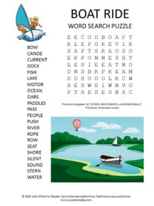 boat ride word search puzzle
