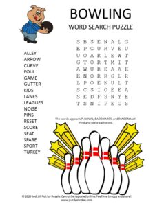 bowling word search puzzle
