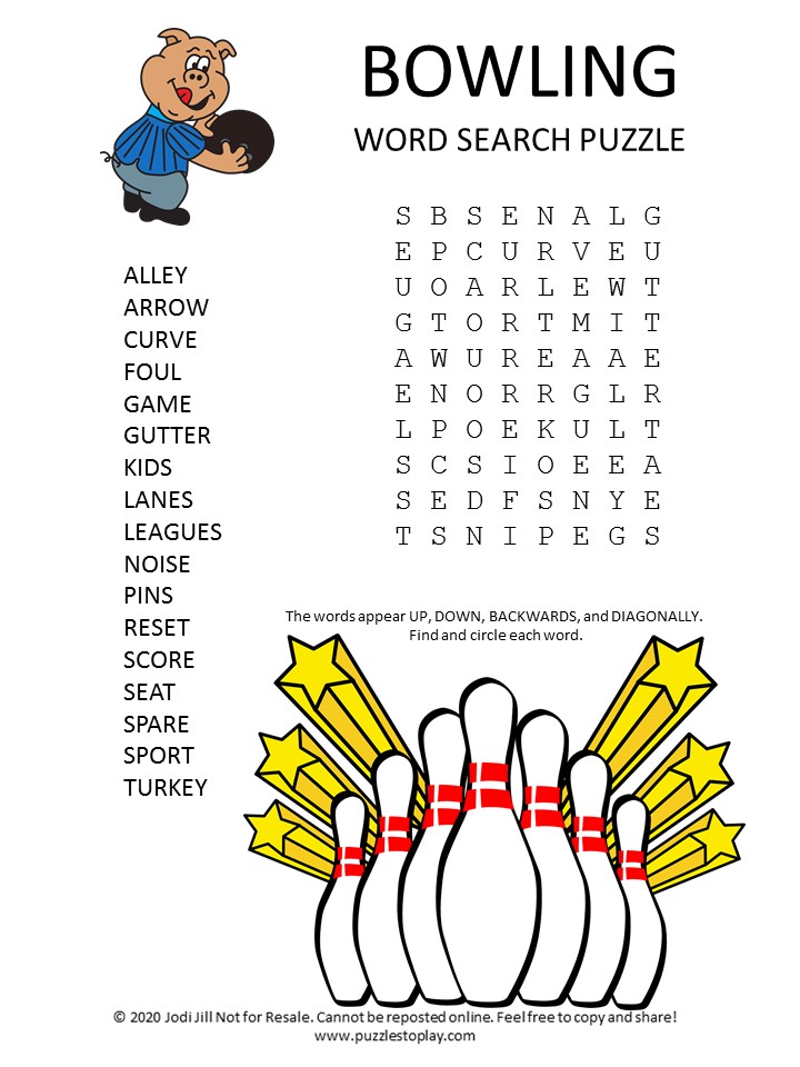 bowling word search