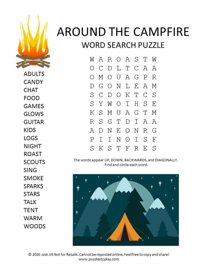 Campfire Word Search Puzzle Puzzles To Play