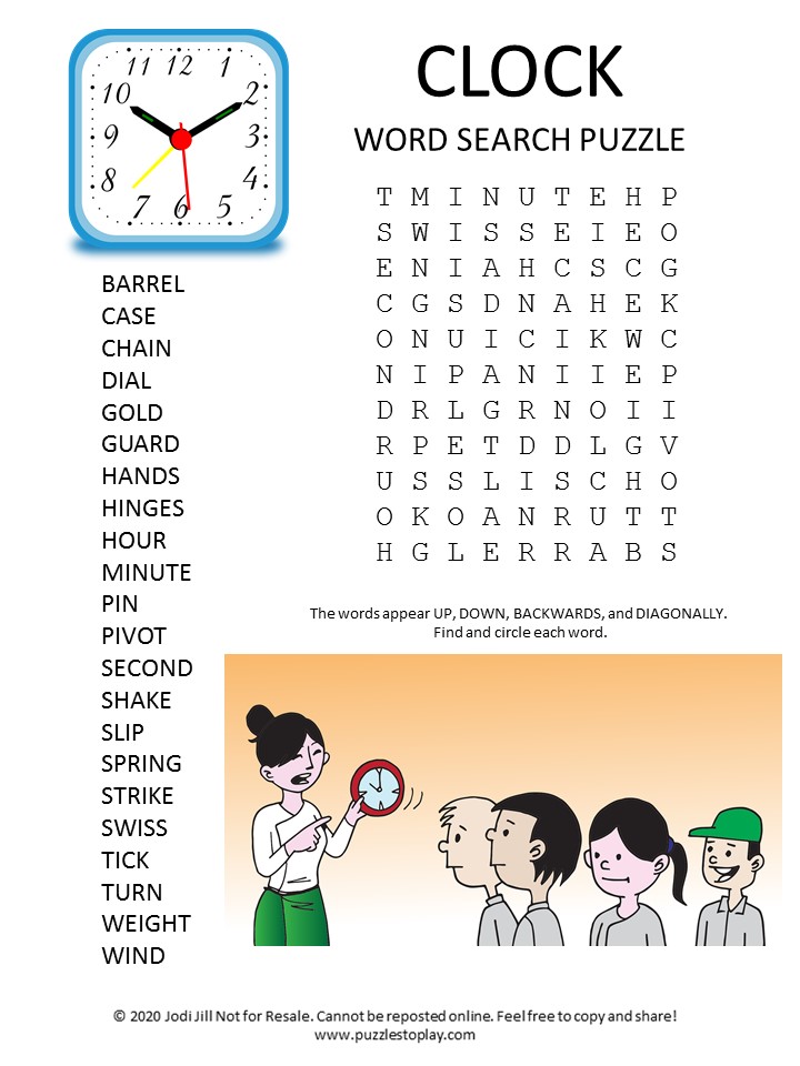 Clock Word search Puzzle Puzzles to Play