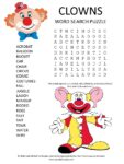 clowns word search puzzle