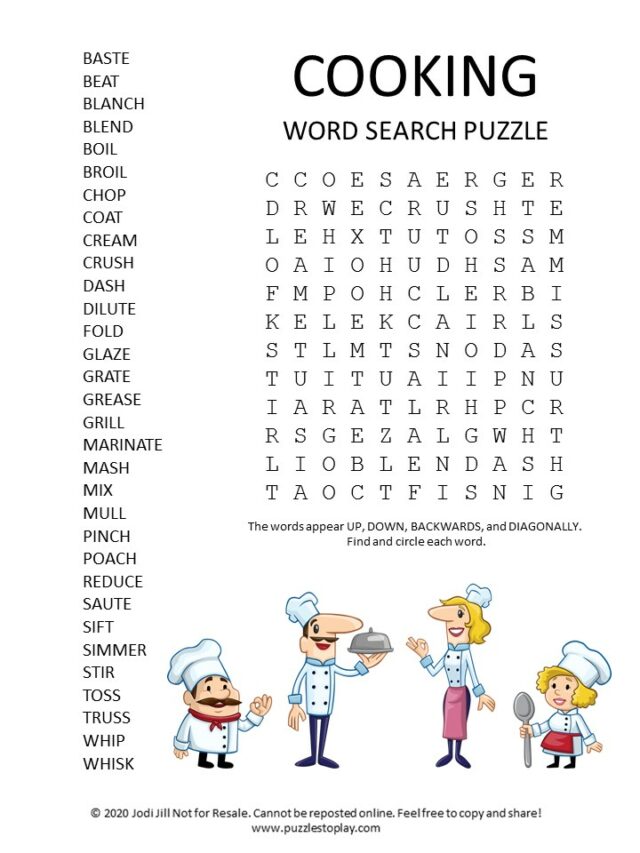 Cooking Word Search Puzzle Puzzles To Play