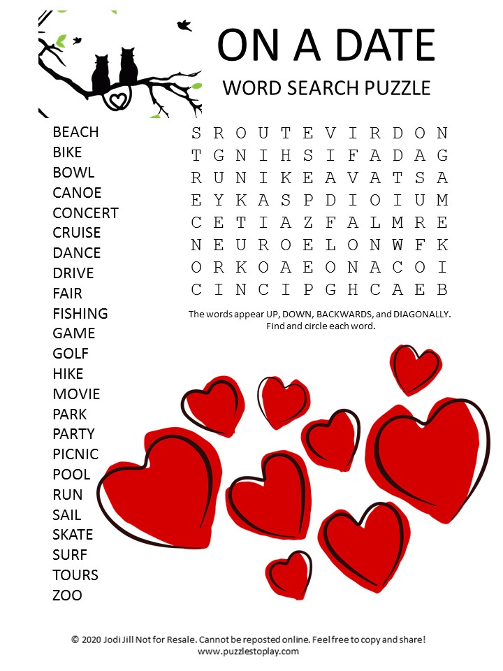 date word search puzzle