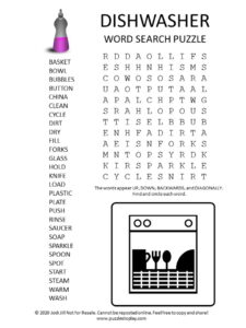 dishwasher word search puzzle
