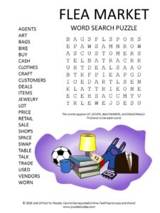 flea market word search puzzle