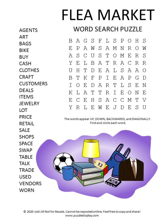 Flea Market Word Search Puzzle Puzzles to Play