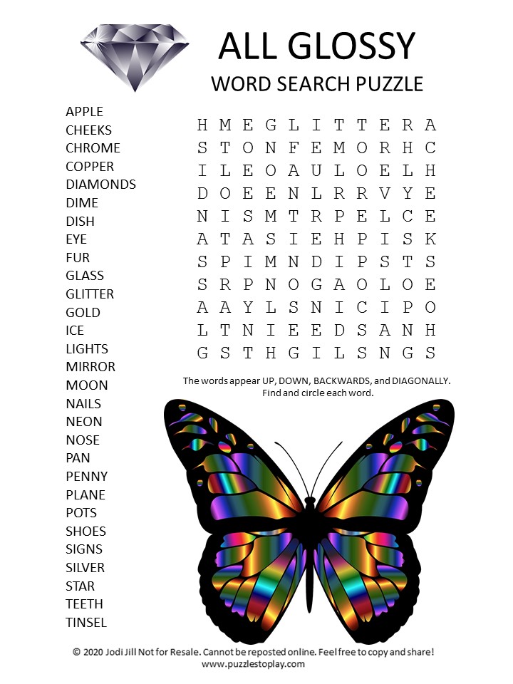 glossy word search puzzle