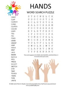 hands word search puzzle