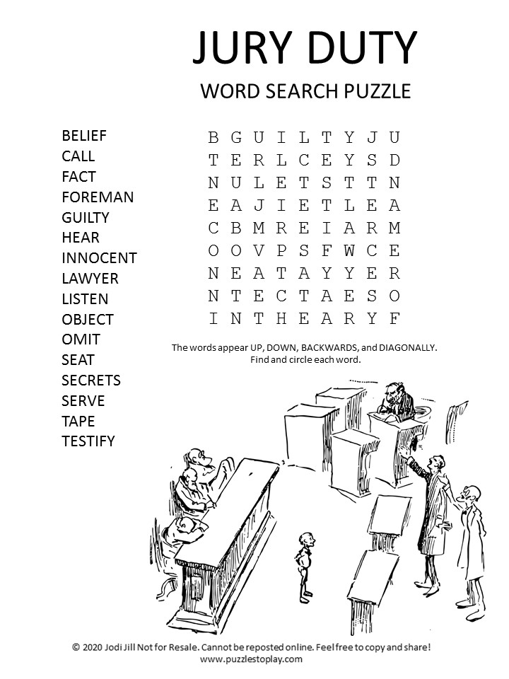jury duty word search puzzle