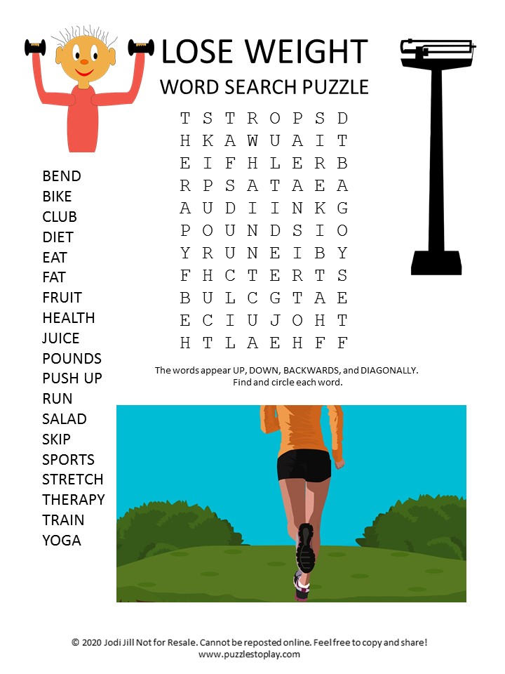 lose weight word search puzzle