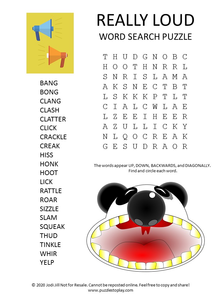 loud word search puzzle
