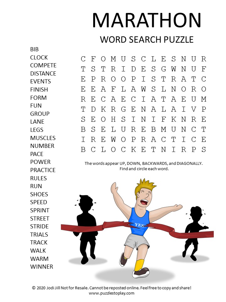 Marathon Word Search Puzzle Puzzles to Play