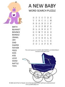 new baby word search puzzle