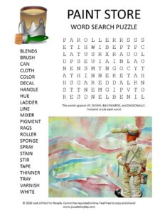 paint store word search puzzle