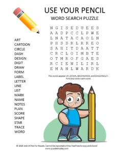 Use Your pencil word search puzzle
