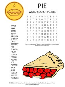 pie word search puzzle