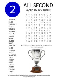 second word search puzzle