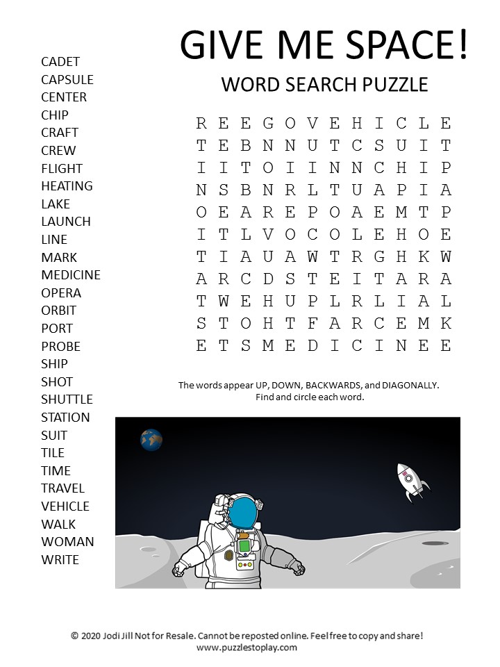 give me space word search puzzle puzzles to play