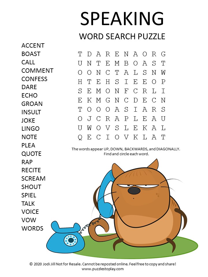 speaking word search puzzle
