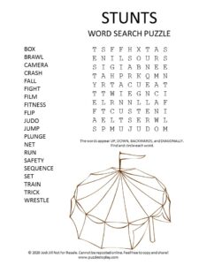 stunts word search puzzle