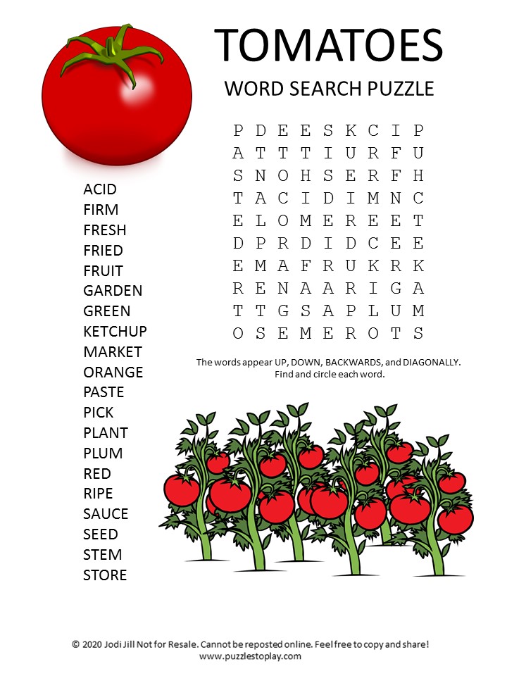 tomato word search puzzle