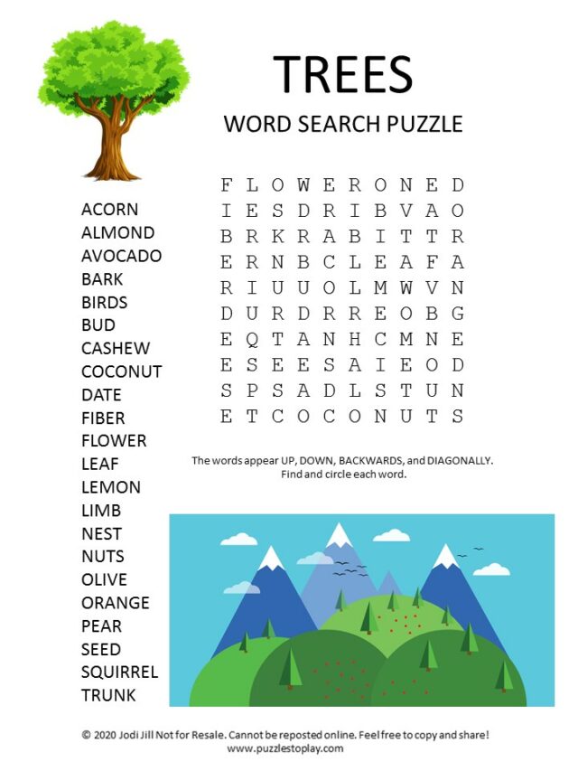 Trees Word Search Puzzle Puzzles To Play