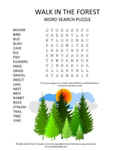 walk in the forest word search puzzle
