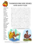 Thanksgiving Side Dishes word Search puzzle