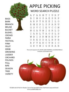 apple picking word search puzzle