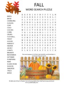 fall word search puzzle