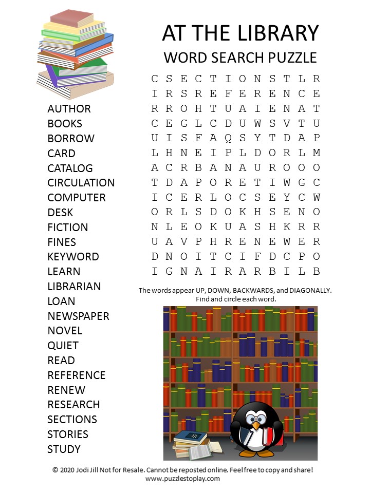 library word search puzzle